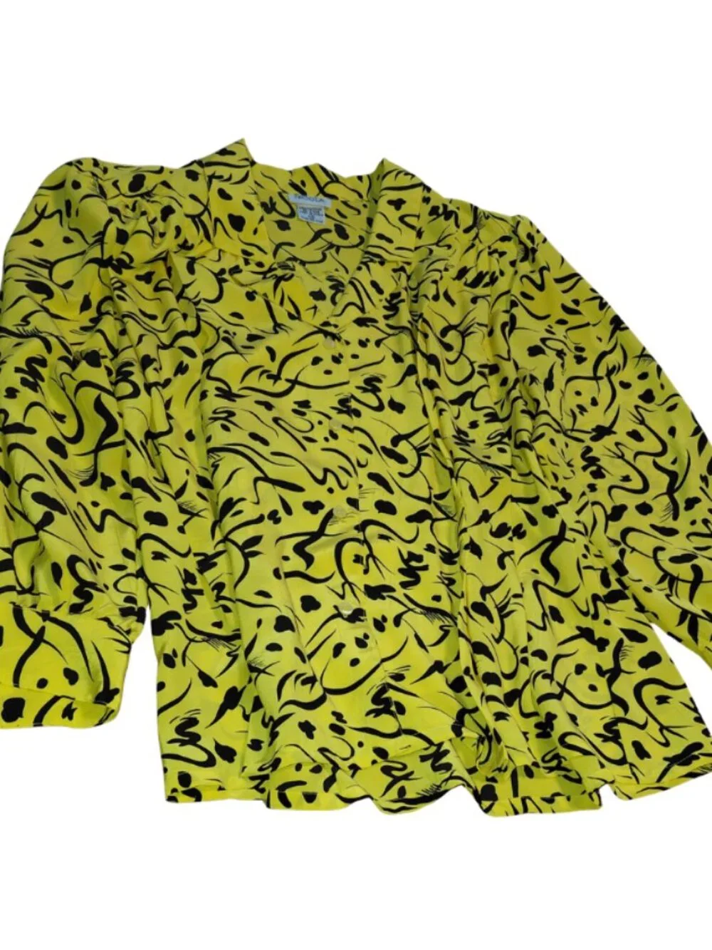 Nicola Vintage Abstract Blouse Made in Korea w/ Shoulder Pads Women's Size 10 - Picture 3 of 12
